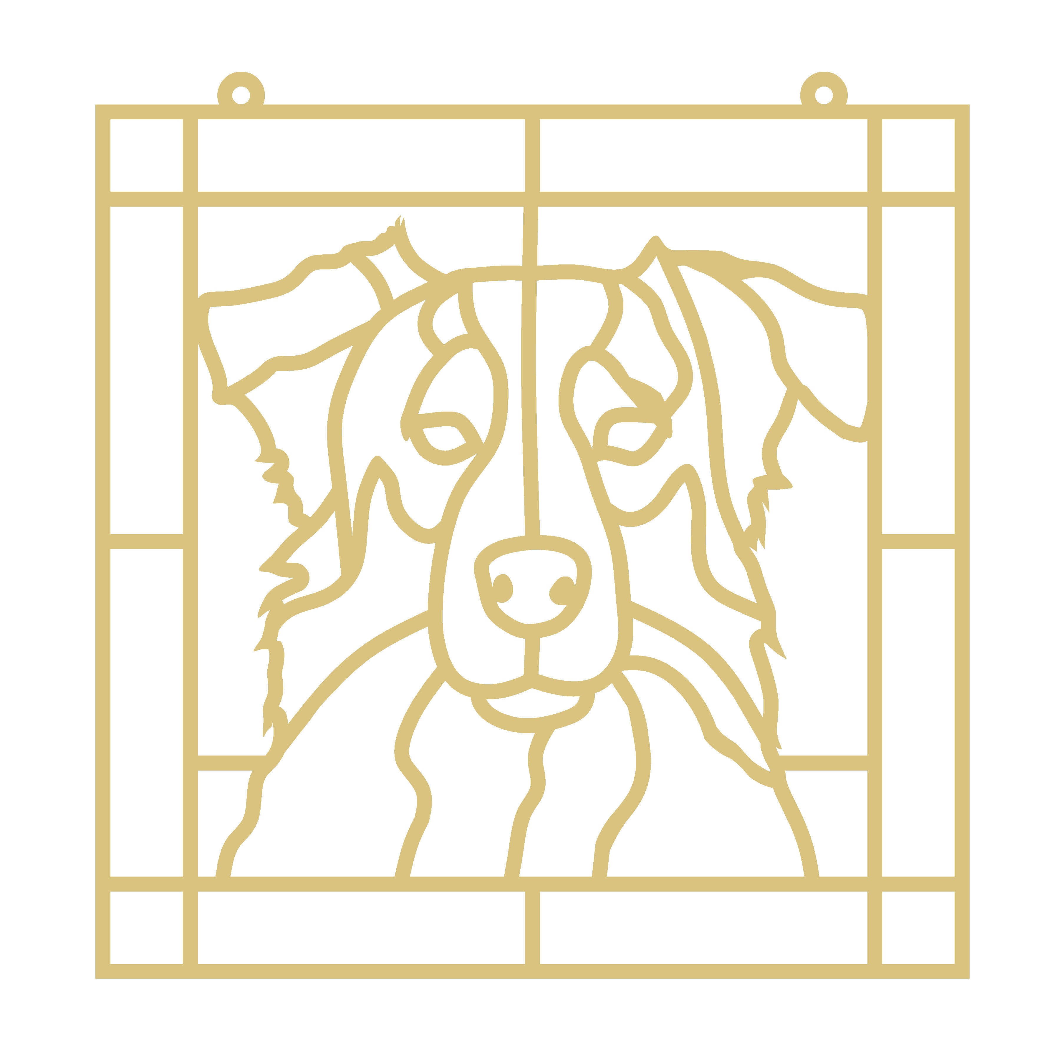 Faux Stained Glass Laser Cut MDF Cutout Dog Silhouette Aussie Dog Portrait - Unfinished For DIY