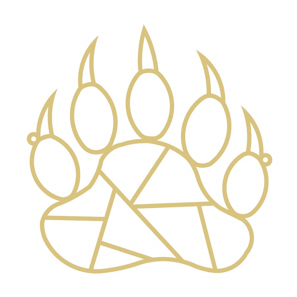 Faux Stained Glass Laser Cut MDF Cutout Bear Claw Geometric Paw Print - Unfinished For DIY