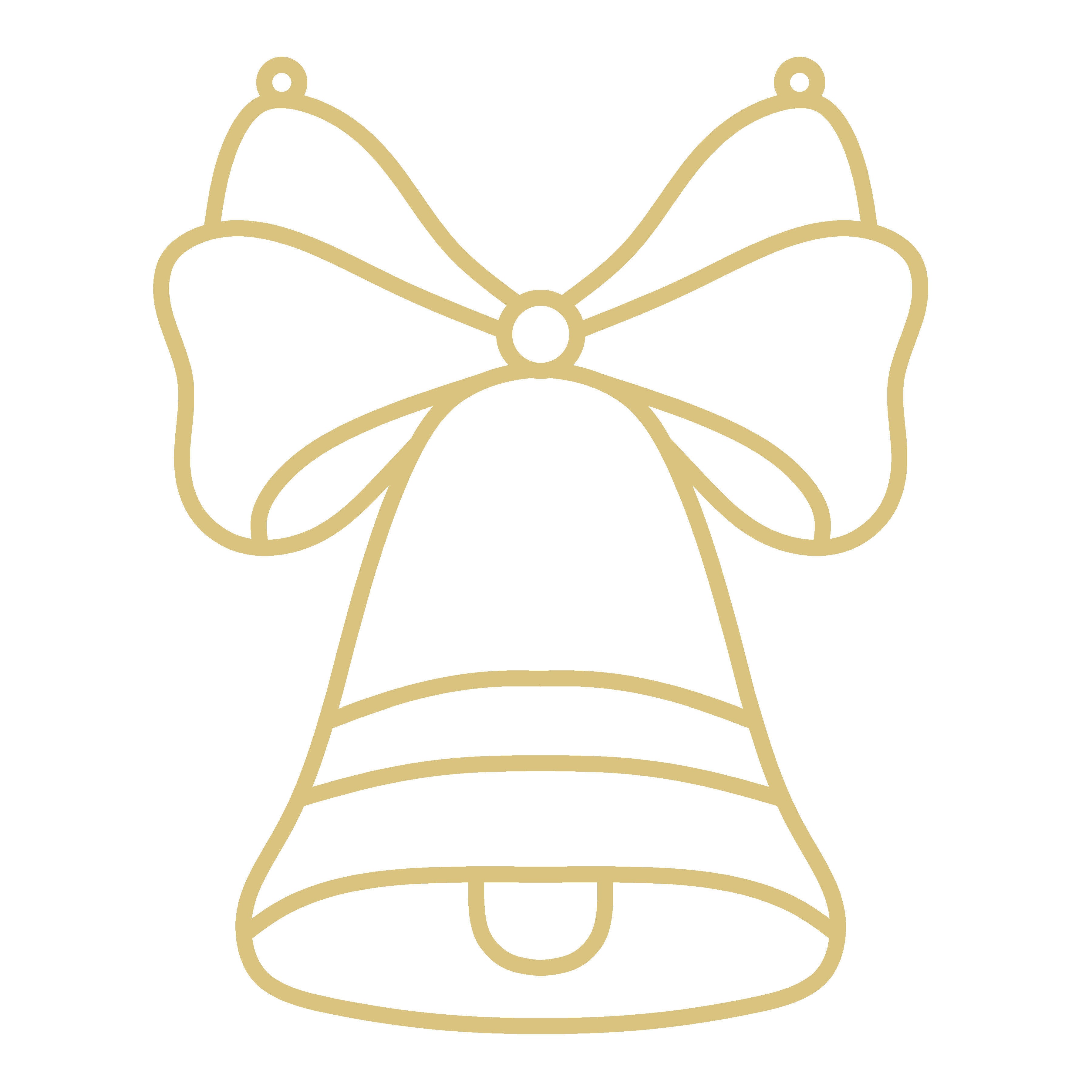 Faux Stained Glass Bell MDF Cutout Bow Silhouette - Unfinished For DIY