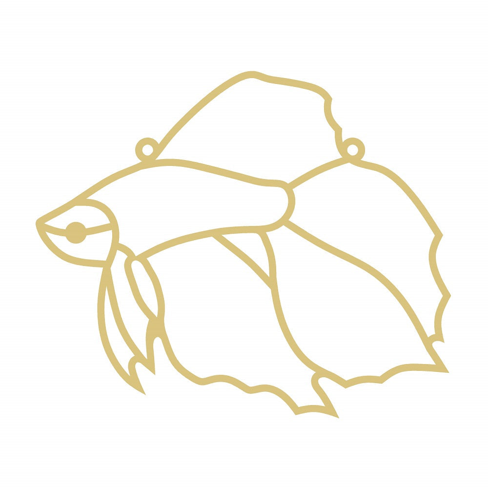 Faux Stained Glass Laser Cut Beta Fish MDF Cutout Silhouette Left-Facing - Unfinished For DIY