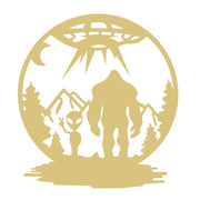 Basic Shape Big Foot MDF Cutout -Alien Scene- Unfinished For DIY