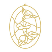Faux Stained Glass Laser Cut Oval MDF Cutout Humming Bird with Lilly Flower - Unfinished For DIY
