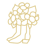 Faux Stained Glass Laser Cut MDF Cutout Cowboy Boots With Flower Bouquet - Unfinished For DIY