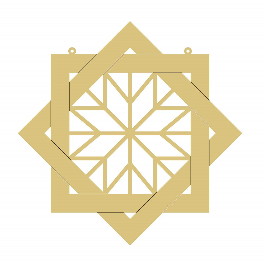 Basic Shape MDF Cutout Square Geometric Starburst Pattern - Unfinished For DIY