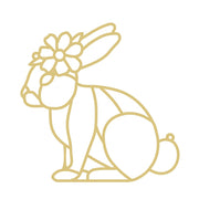Faux Stained Glass Laser Cut MDF Cutout Sitting Bunny Flower Crown - Unfinished For DIY