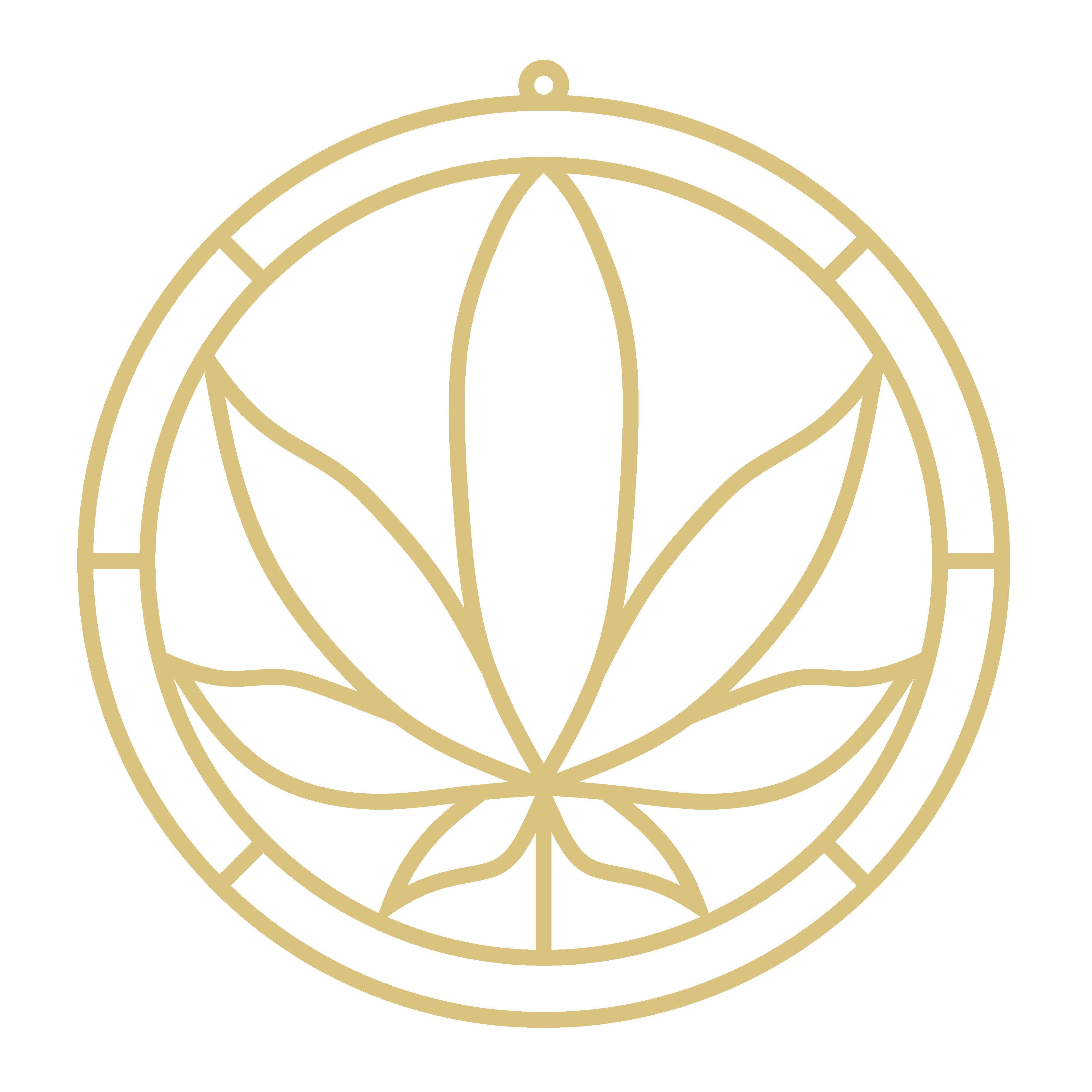 Faux Stained Glass Laser Cut Round MDF Cutout Cannabis Leaf - Unfinished For DIY