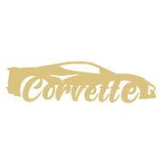 Basic Shape Corvette MDF Cutout Corvette Script Car - Unfinished For DIY