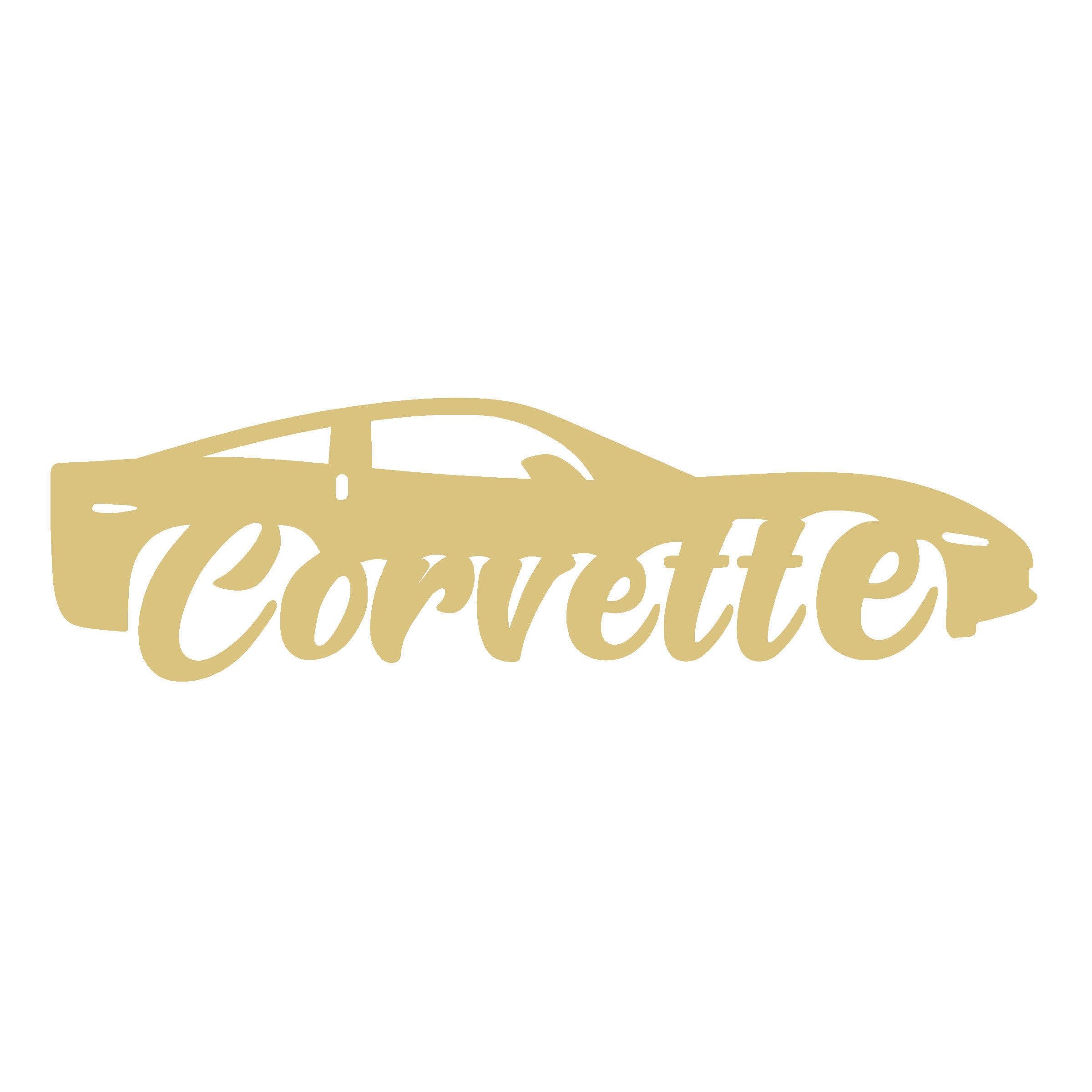 Basic Shape Corvette MDF Cutout Corvette Script Car - Unfinished For DIY