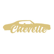 Design By Line Car Silhouette MDF Cutout With Chevelle Script - Unfinished for DIY