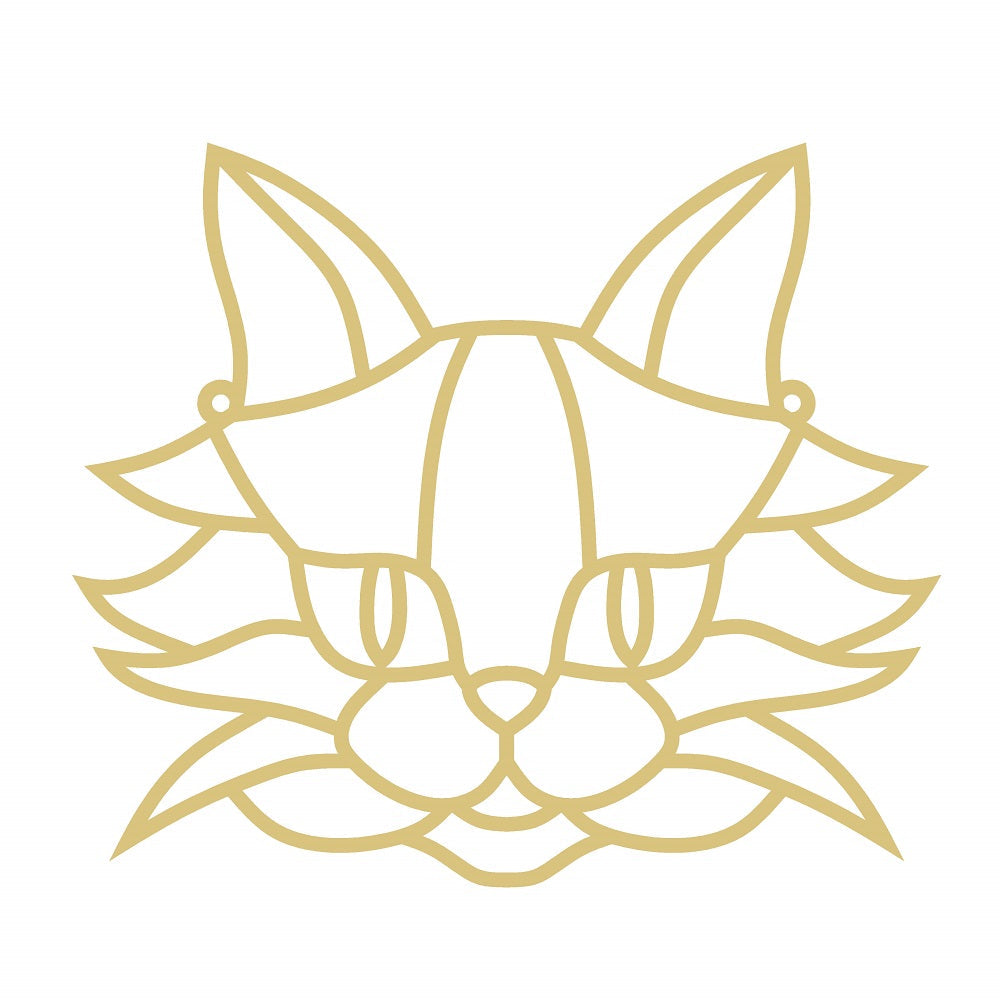 Faux Stained Glass Laser Cut MDF Cutout Cat Face Outline - Unfinished For DIY