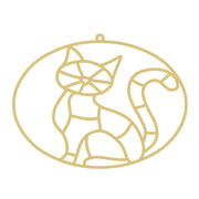 Faux Stained Glass Laser Cut MDF Cutout Round Cat Silhouette - Unfinished For DIY
