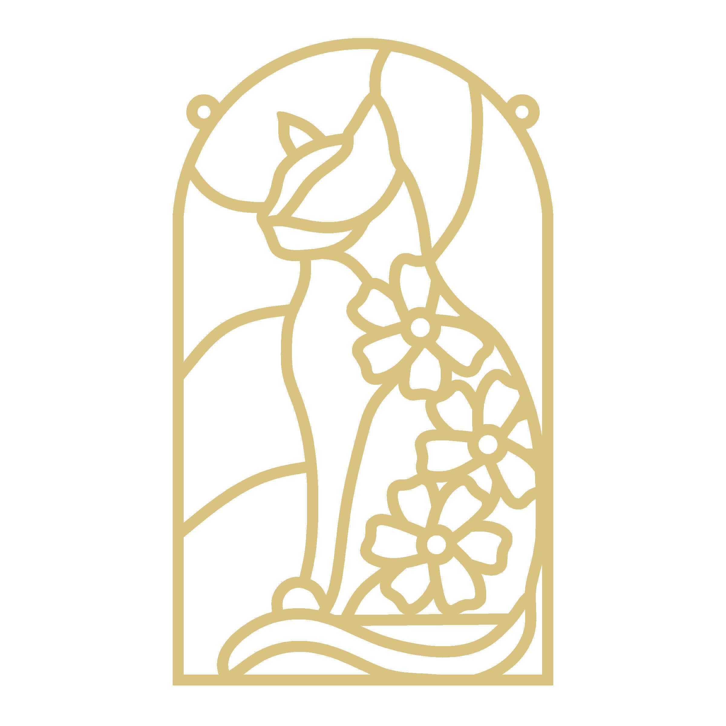 Faux Stained Glass Cat  MDF Cutout Frame - Unfinished For DIY