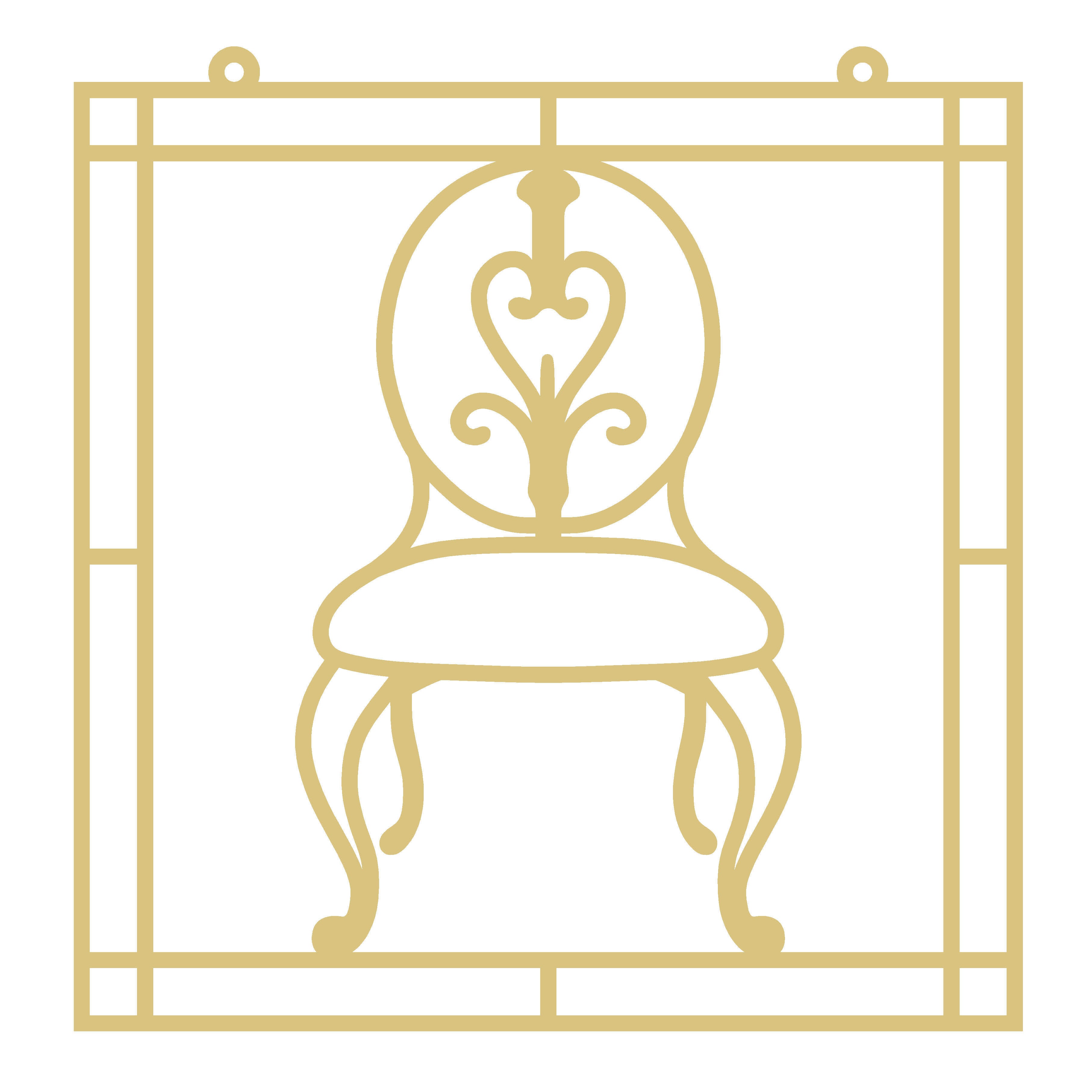 Faux Stained Glass Laser Cut MDF Cutout Chair Ornate Back Silhouette - Unfinished For DIY