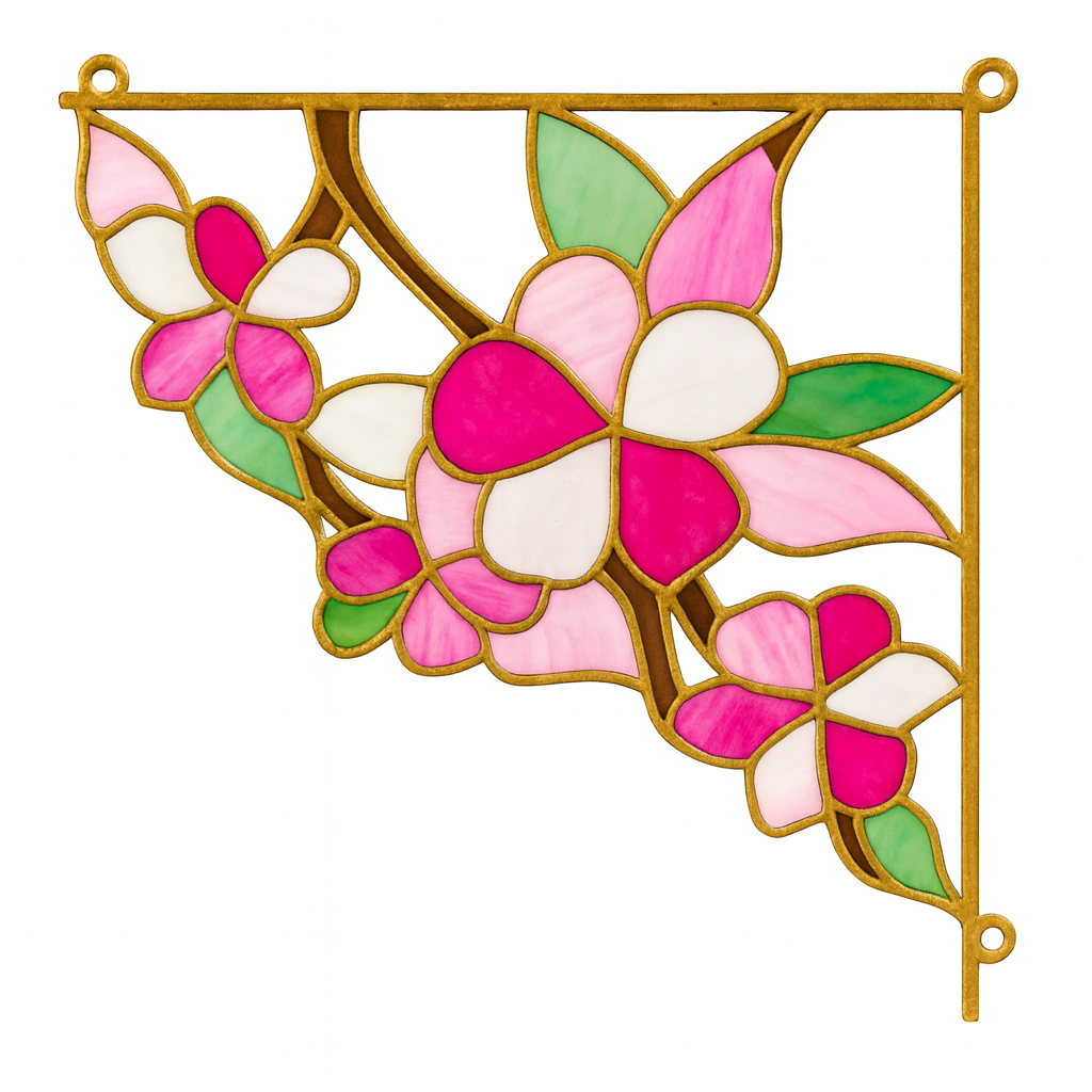 Cherry Blossoms Laser-Cut Faux Stained-Glass Frame Unfinished MDF Wood– Open Frame Craft Blank for Resin, Crushed Glass & Mixed Media Art | Made in the USA by Diverse Woodworking