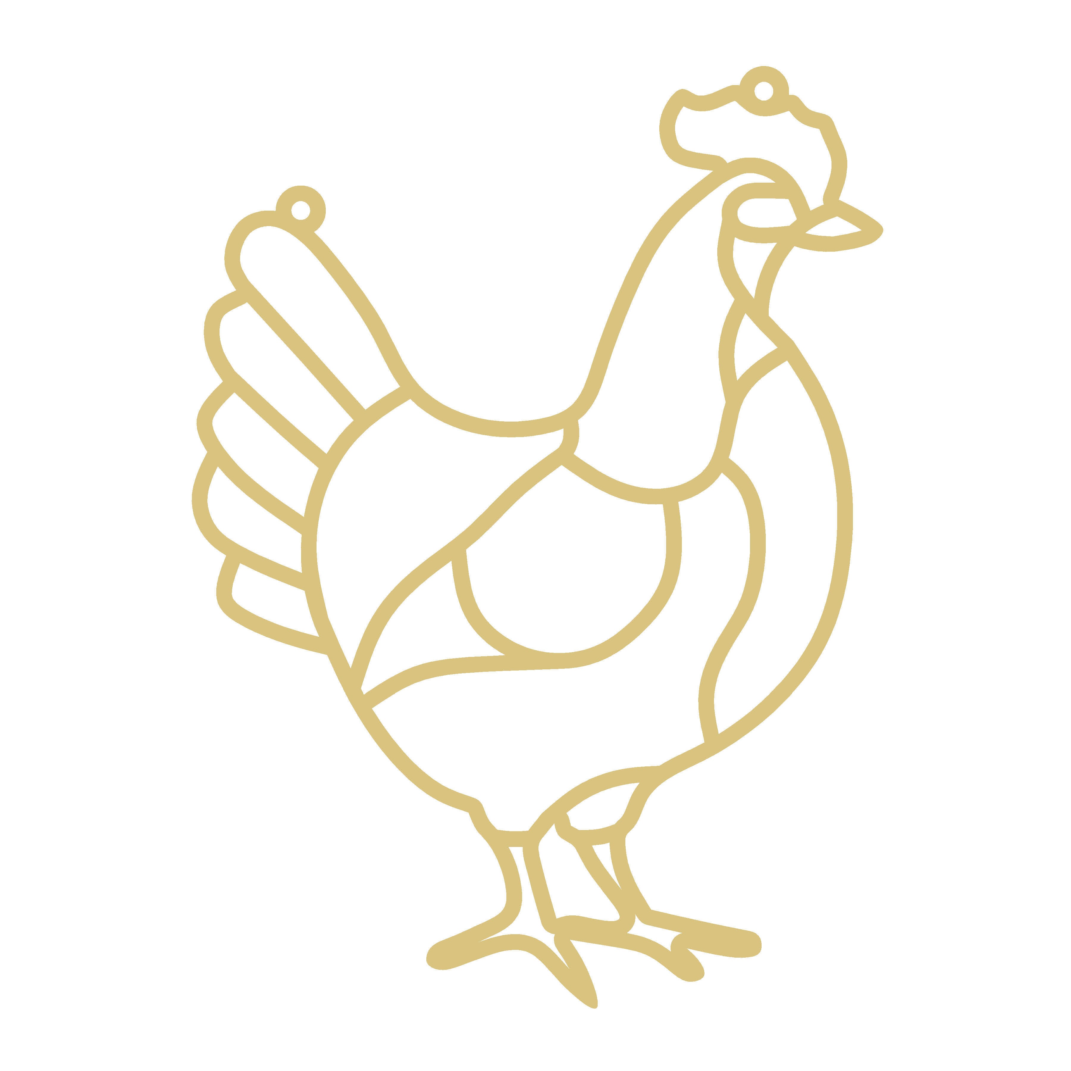 Faux Stained Glass Chicken MDF Cutout Line Art Silhouette - Unfinished For DIY