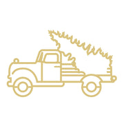 Faux Stained Glass Truck MDF Cutout Christmas Truck With Tree - Unfinished For DIY