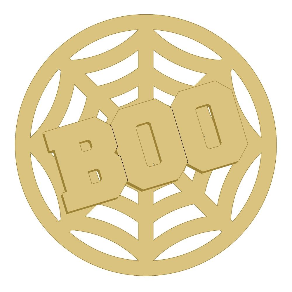 3D Round MDF Cutout Boo Circular Lattice Design - Unfinished For DIY