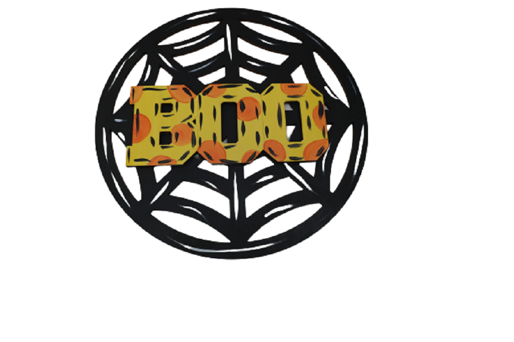3D Round MDF Cutout Boo Circular Lattice Design - Unfinished For DIY
