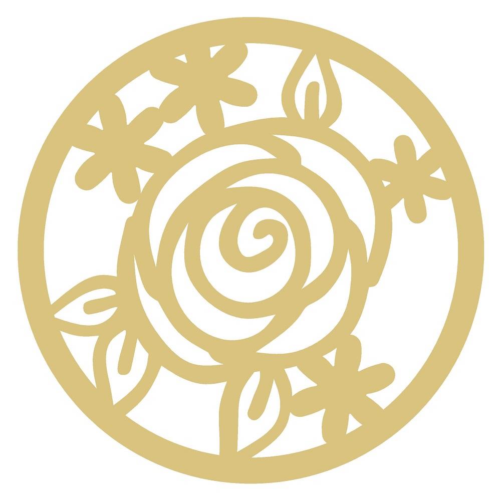 Basic Shape Round MDF Cutout Floral Rose Filigree - Unfinished For DIY