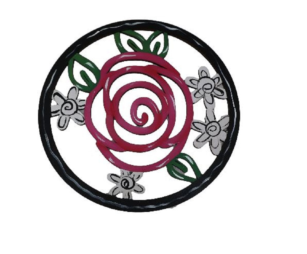Basic Shape Round MDF Cutout Floral Rose Filigree - Unfinished For DIY