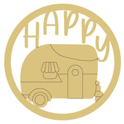 Basic Shape Round MDF Cutout Happy Camper - Unfinished For DIY