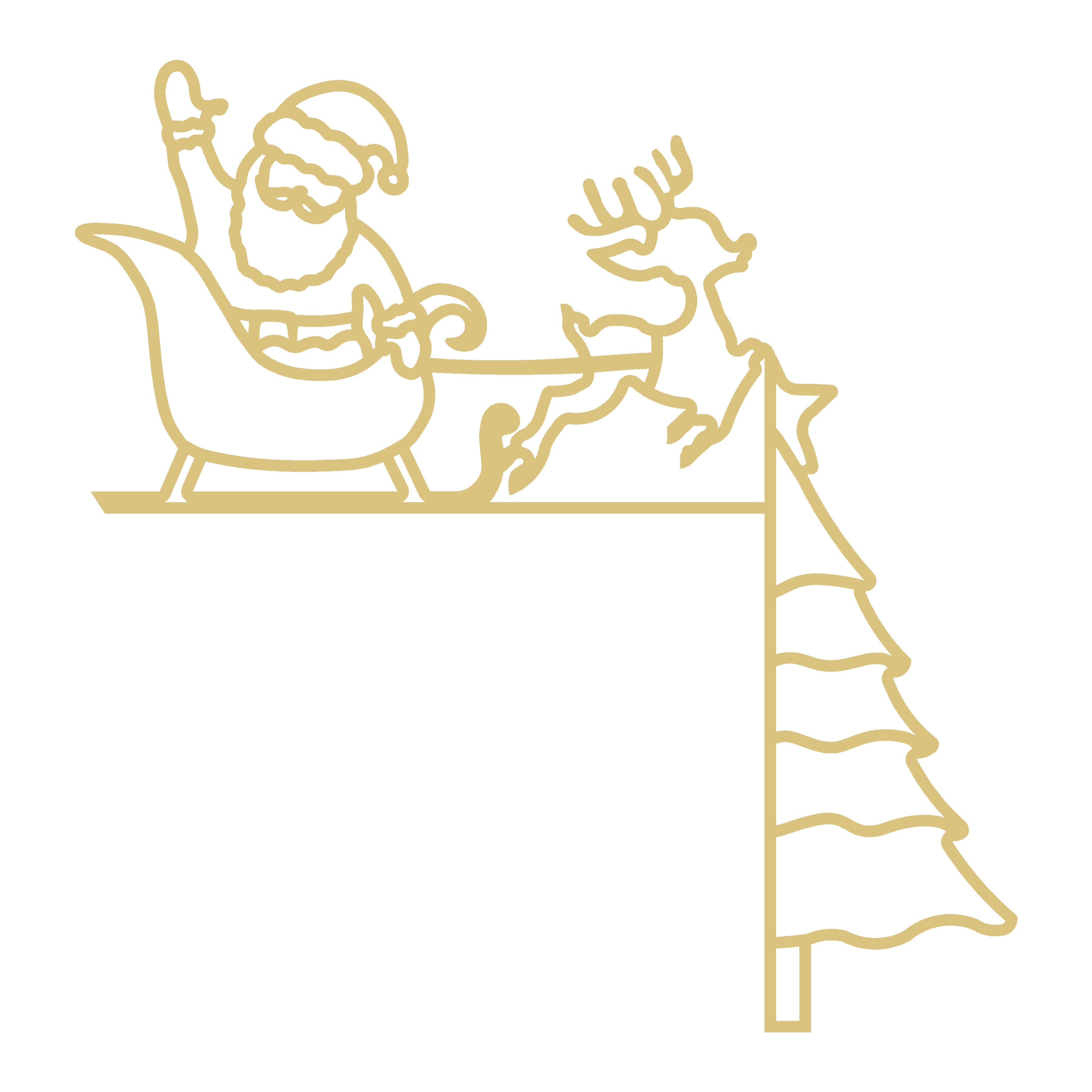 Faux Stained Glass Laser Cut MDF Cutout Corner Sleigh Santa In Sleigh With Reindeer - Unfinished For DIY