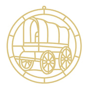 Faux Stained Glass Covered Wagon MDF Cutout Frame - Unfinished For DIY