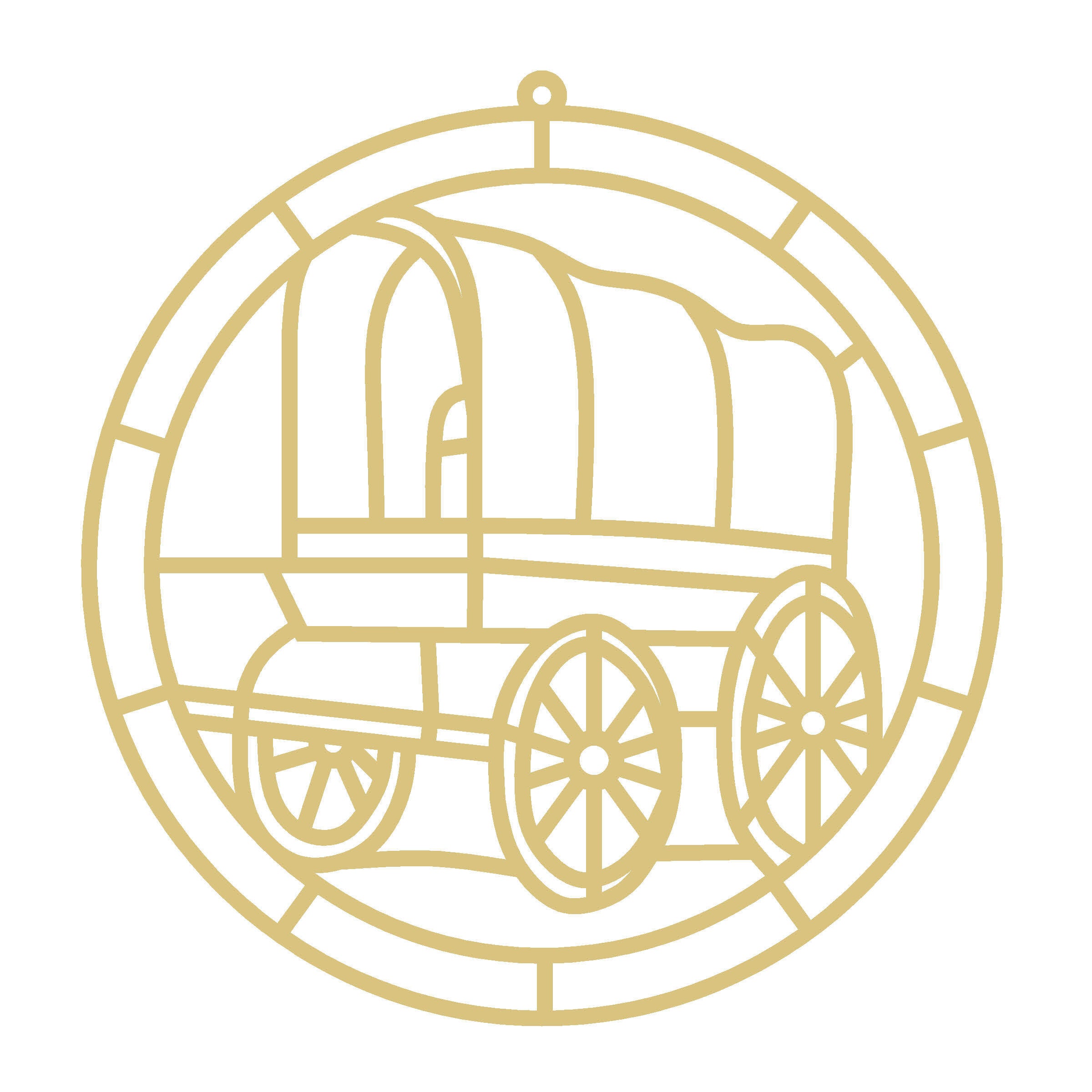 Faux Stained Glass Covered Wagon MDF Cutout Frame - Unfinished For DIY