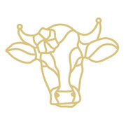 Faux Stained Glass Laser Cut MDF Cutout Cow Head Floral Accent - Unfinished For DIY