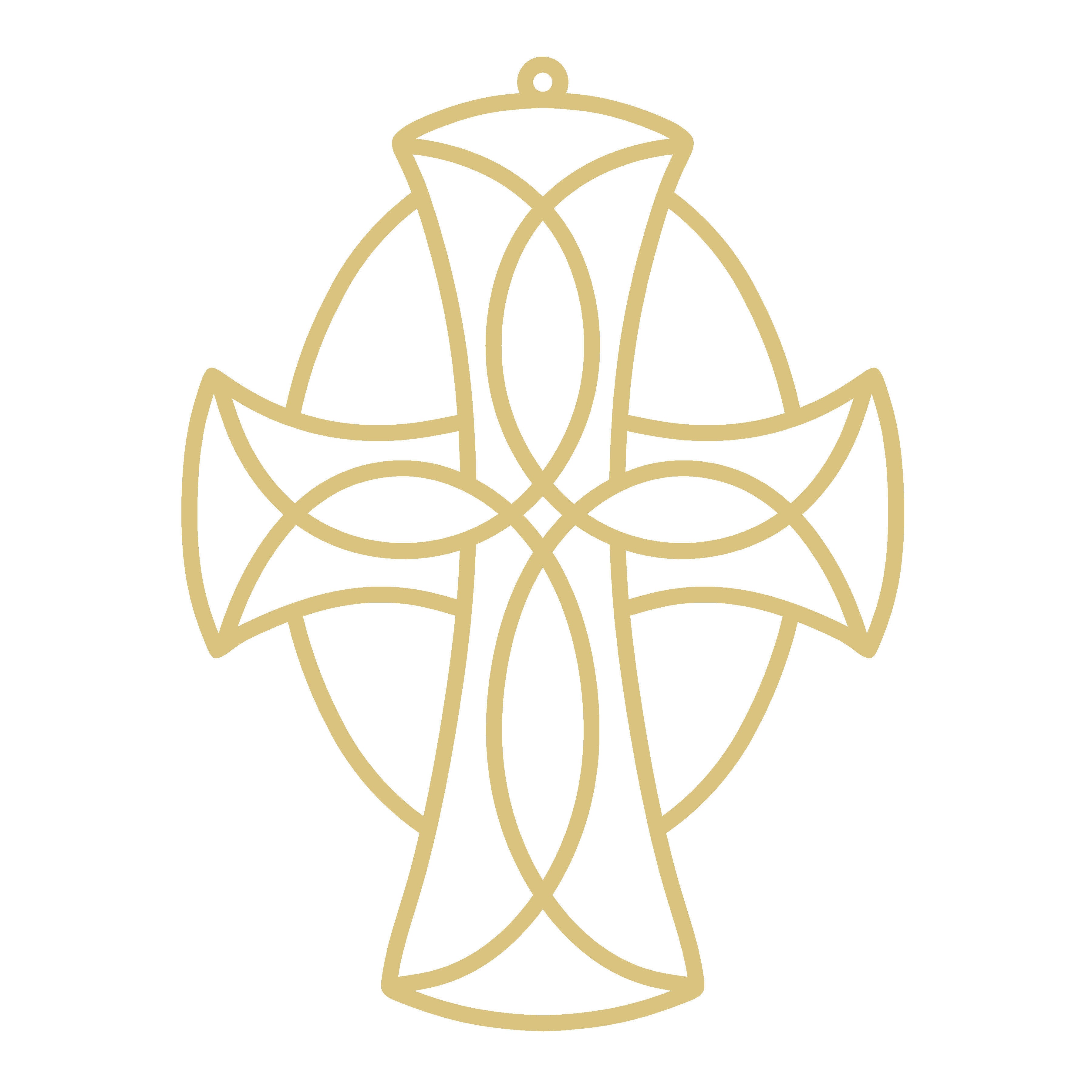 Faux Stained Glass Cross MDF Cutout Interlaced Celtic Cross - Unfinished For DIY