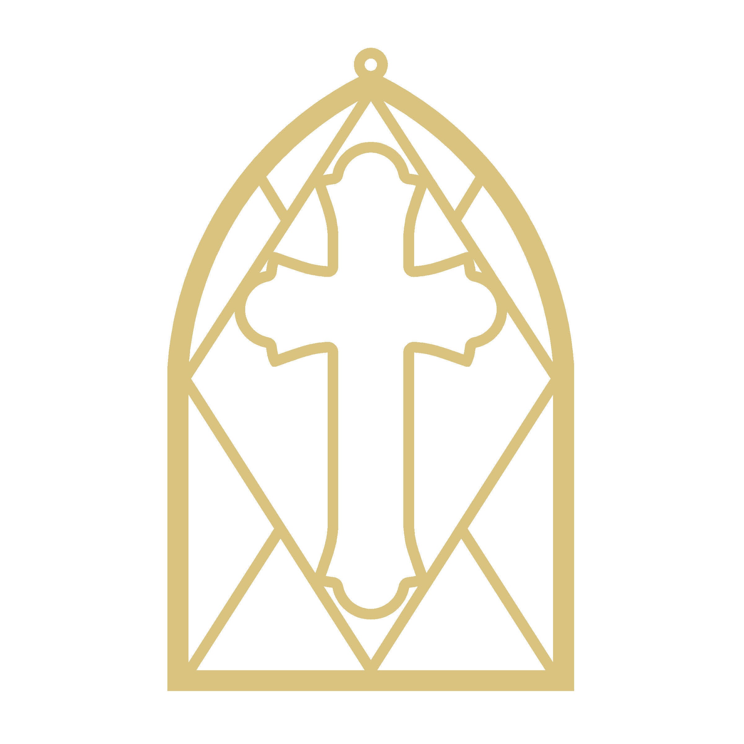 Faux Stained Glass Cross MDF Cutout Frame - Unfinished For DIY