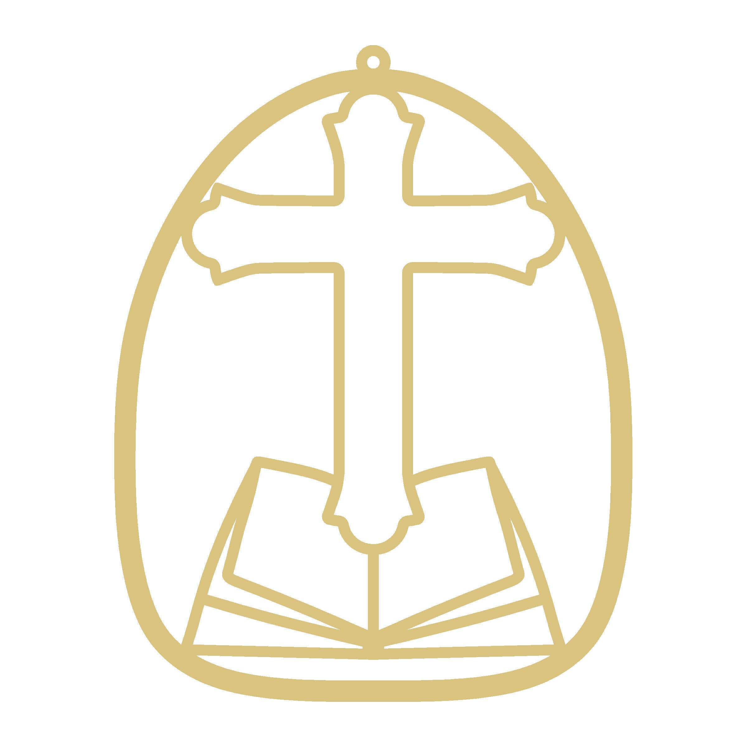 Faux Stained Glass Cross with Bible MDF Cutout Frame - Unfinished For DIY