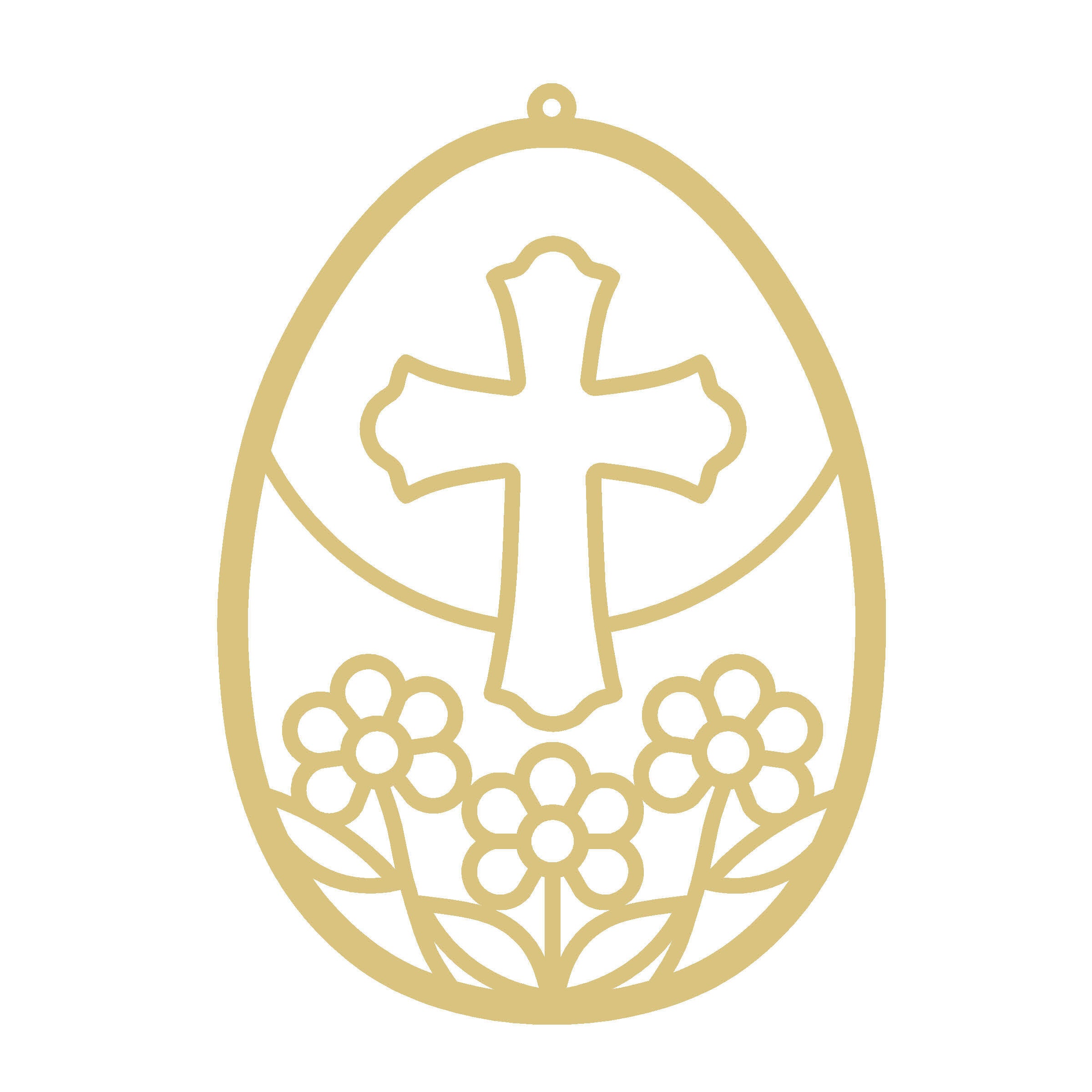 Faux Stained Glass Floral Cross with Flowers MDF Cutout Frame - Unfinished For DIY