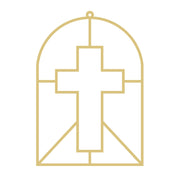 Cross Faux Stained Glass MDF Cutout Frame - Unfinished For DIY