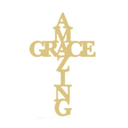 Basic Shape Cross MDF Cutout Amazing Grace - Unfinished For DIY