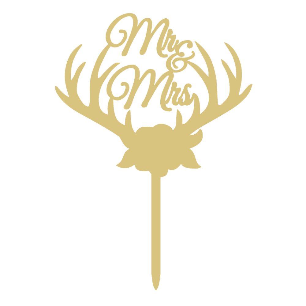 Mr & Mrs Antlers Cake Topper