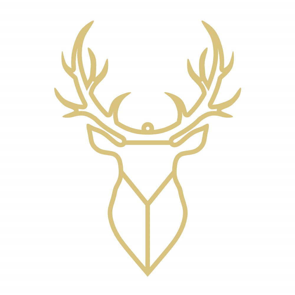 Faux Stained Glass Laser Cut MDF Cutout Deer Head Geometric Antlered Design - Unfinished For DIY