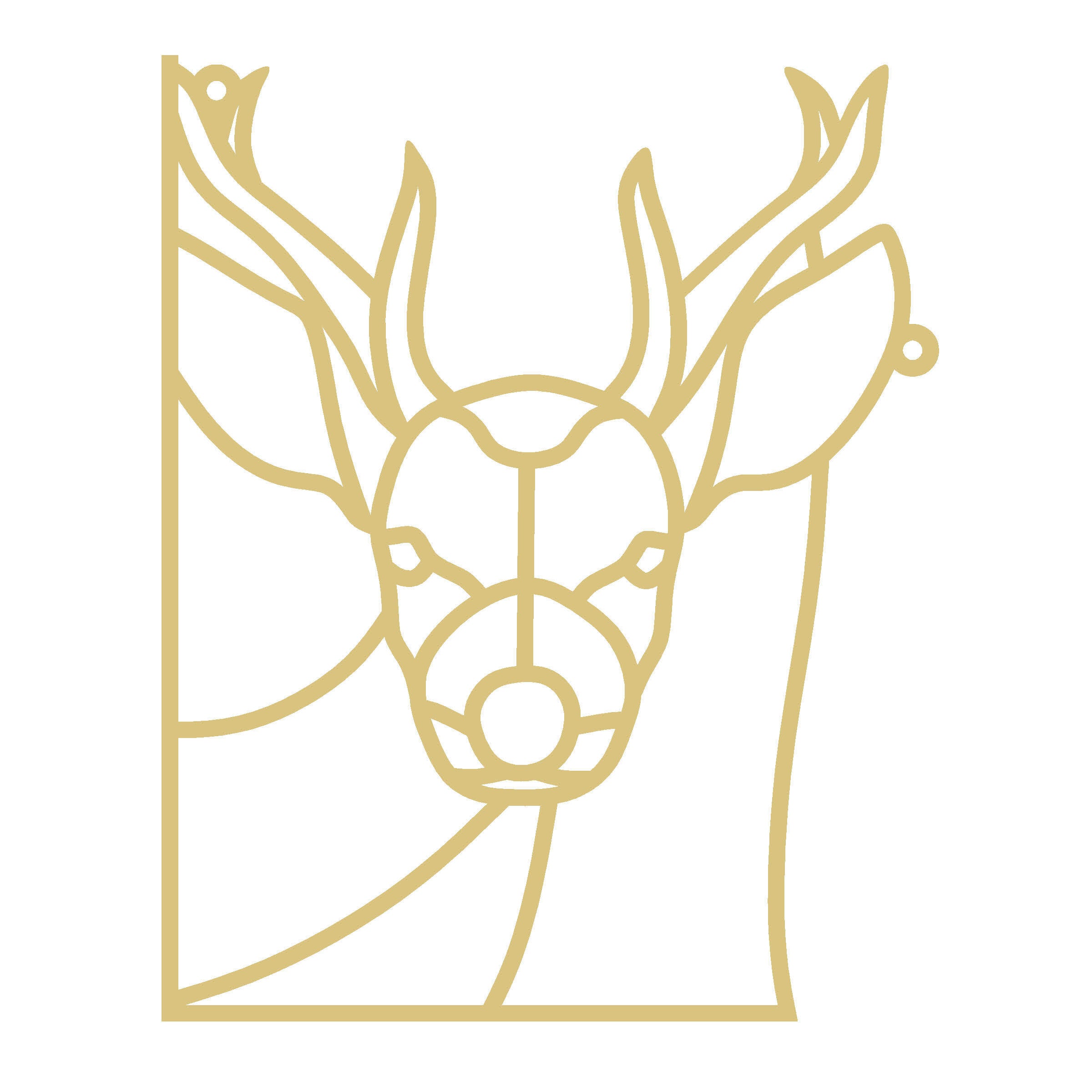 Faux Stained Glass Buck MDF Cutout With Antlers Frame - Unfinished For DIY