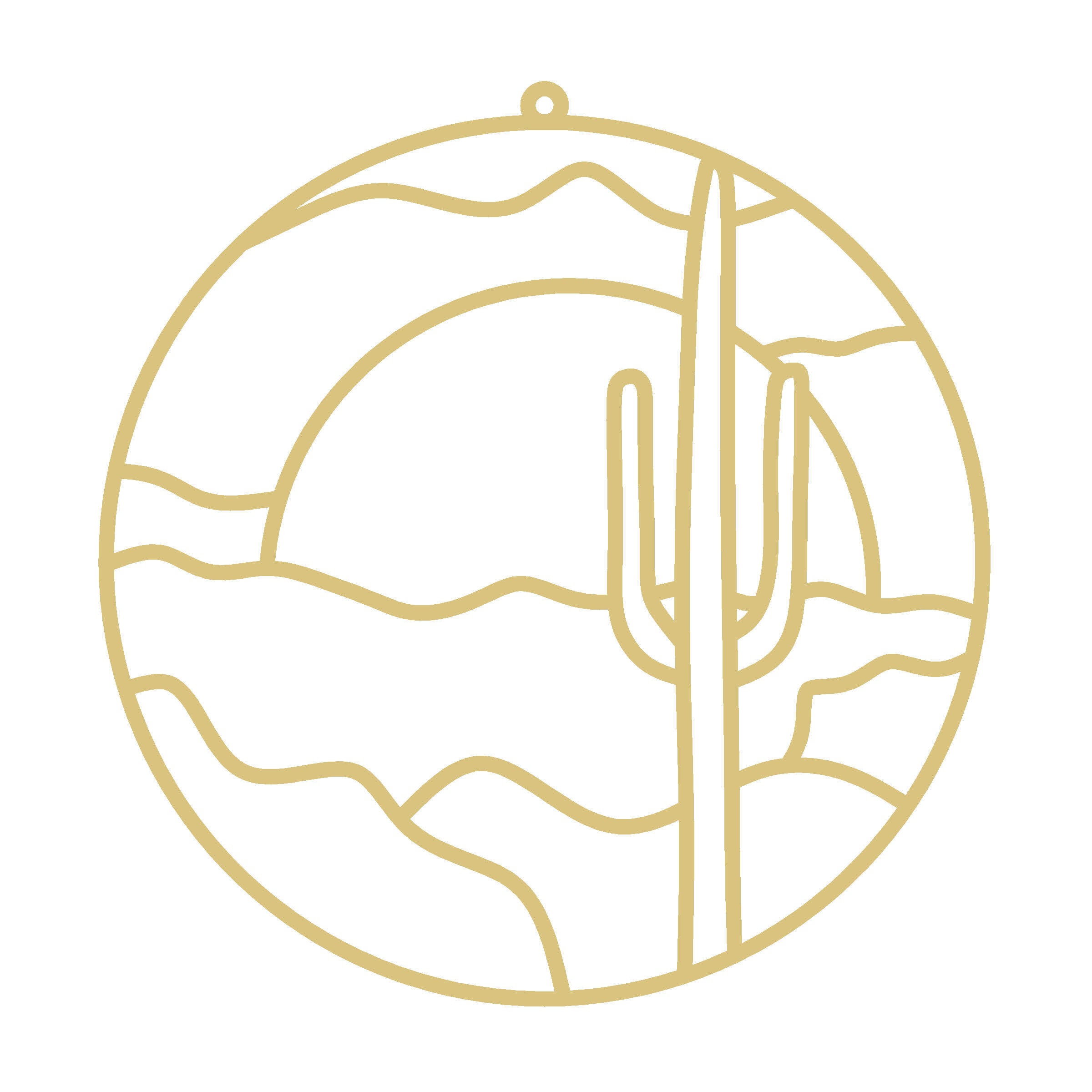 Faux Stained Glass Desert Cactus MDF Cutout Frame - Unfinished For DIY