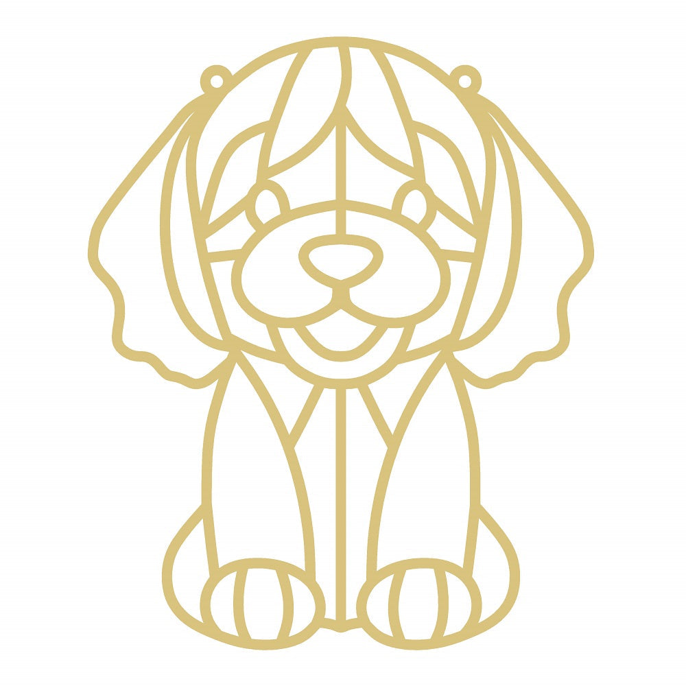 Faux Stained Glass Laser Cut MDF Cutout Sitting Dog Silhouette - Unfinished For DIY