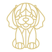 Faux Stained Glass Laser Cut MDF Cutout Sitting Dog Silhouette - Unfinished For DIY