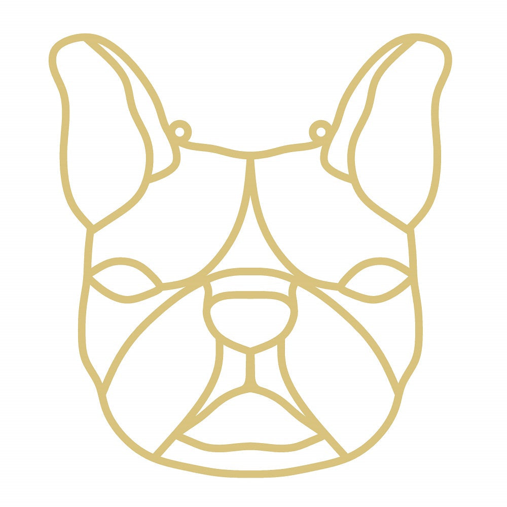 Faux Stained Glass Laser Cut MDF Cutout French Bulldog Head Geometric Line Art - Unfinished For DIY