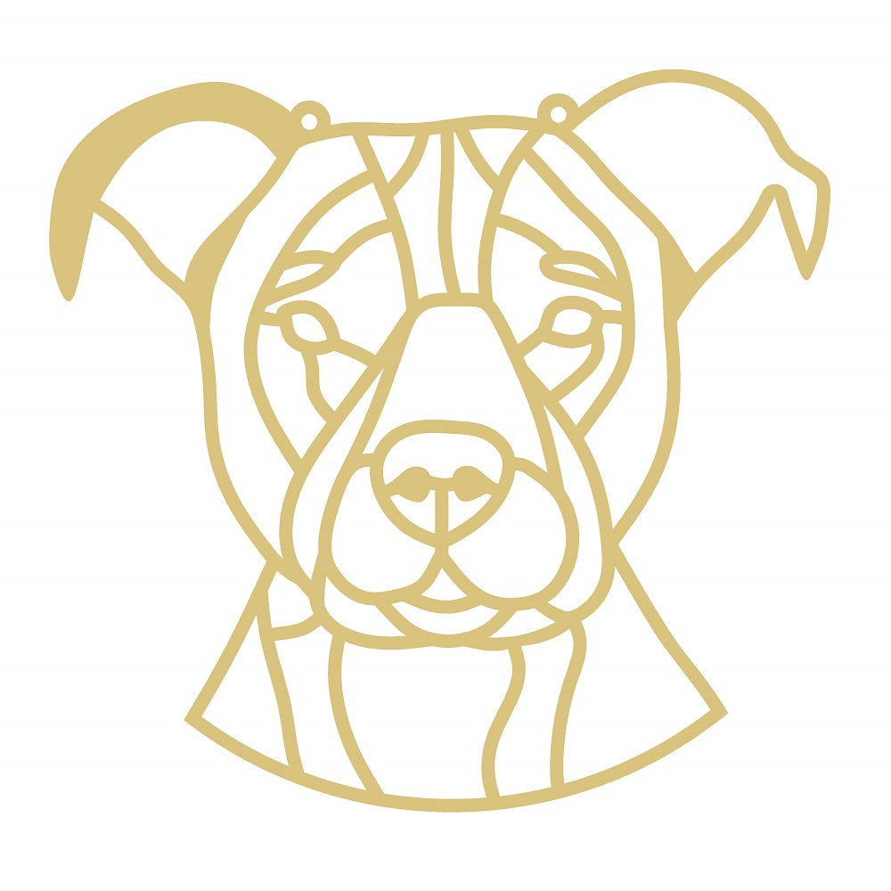 Faux Stained Glass Laser Cut Bulldog Head MDF Cutout Bulldog Head Silhouette - Unfinished For DIY