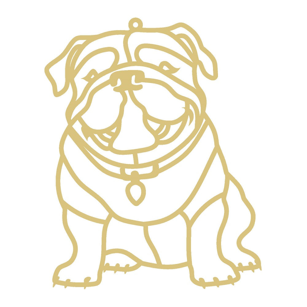 Faux Stained Glass Laser Cut MDF Cutout Bulldog Collar And Tag - Unfinished For DIY