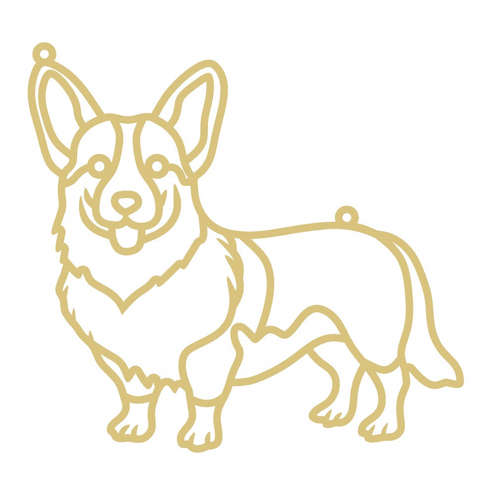 Faux Stained Glass Laser Cut Corgi MDF Cutout Silhouette - Unfinished For DIY