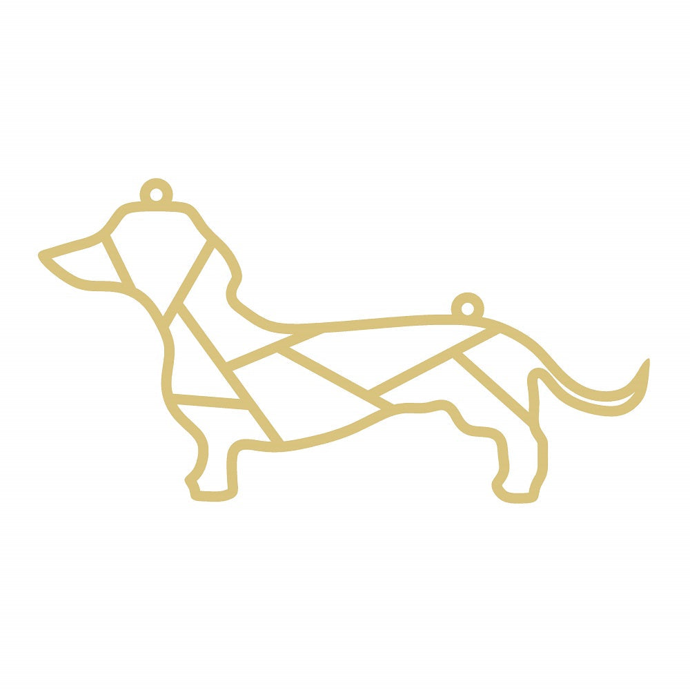 Faux Stained Glass Laser Cut MDF Cutout Geometric Dachshund Silhouette - Unfinished For DIY