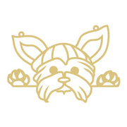 Faux Stained Glass Laser Cut MDF Cutout Dog Head Silhouette Schnauzer Face With Paw Prints - Unfinished For DIY