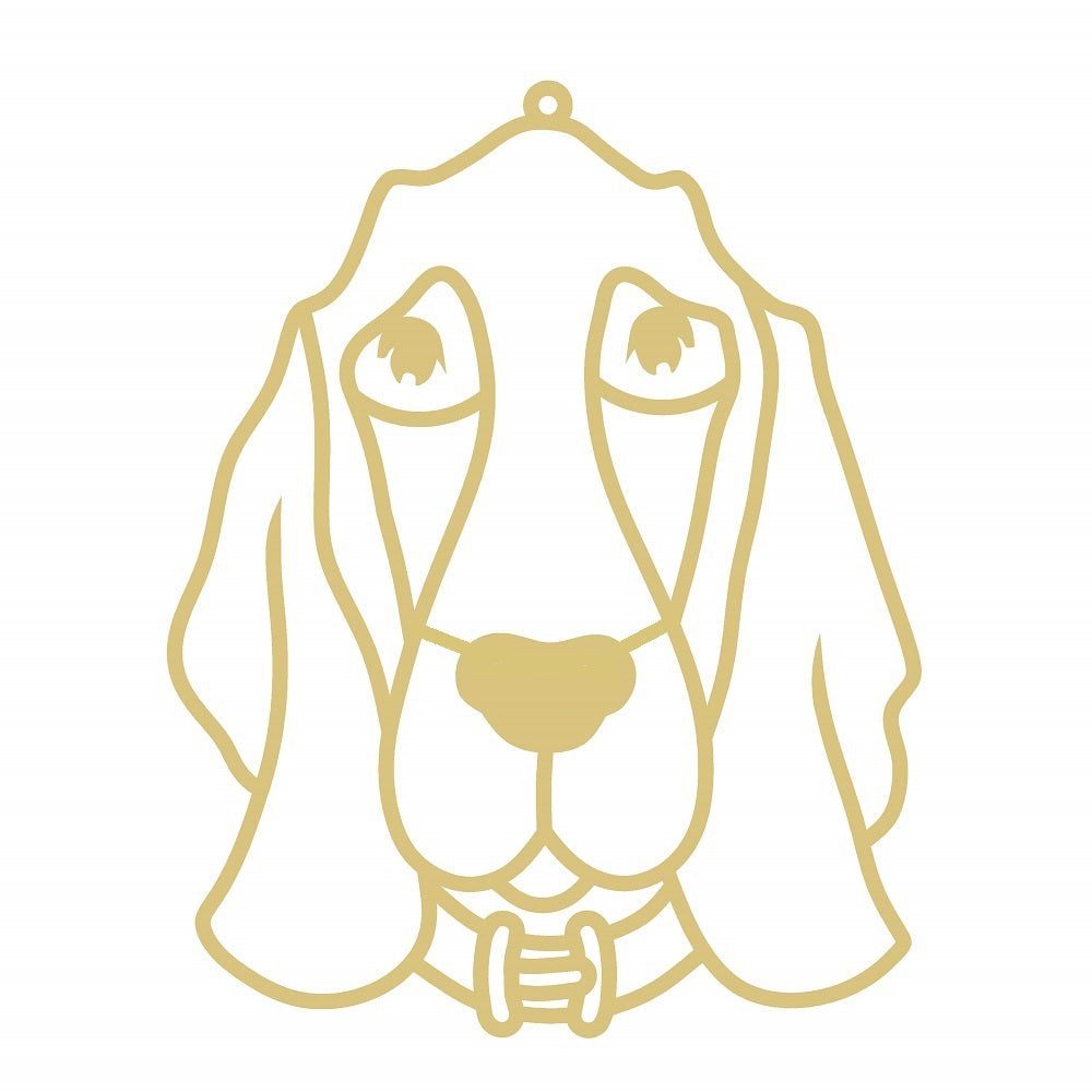 Faux Stained Glass Laser Cut Dog Silhouette MDF Cutout Beagle Face With Droopy Ears And Clasped Paws - Unfinished For DIY