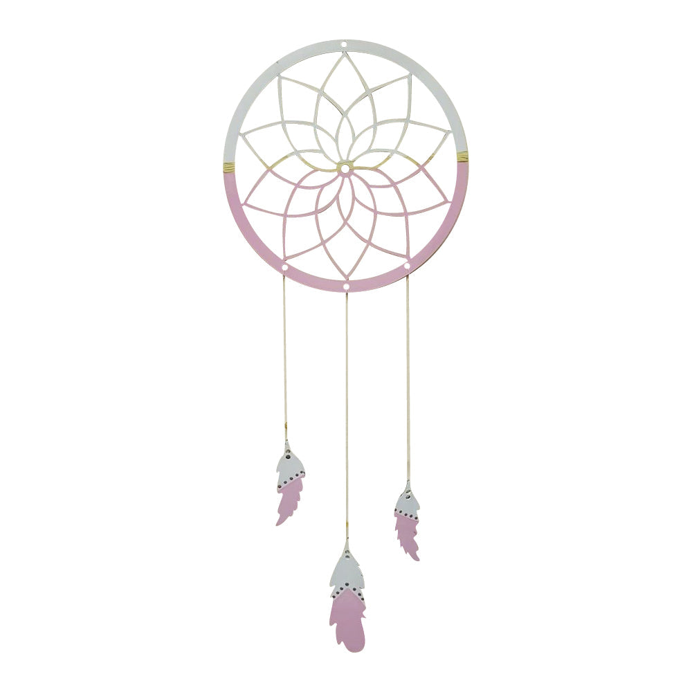 Basic Shape Round Dream Catcher MDF Cutout Mandala Web With Three Feathers - Unfinished For DIY
