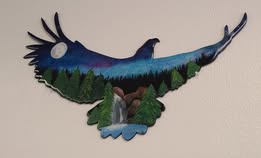 Basic Shape Eagle MDF Cutout Flying Silhouette Style 13 - Unfinished For DIY